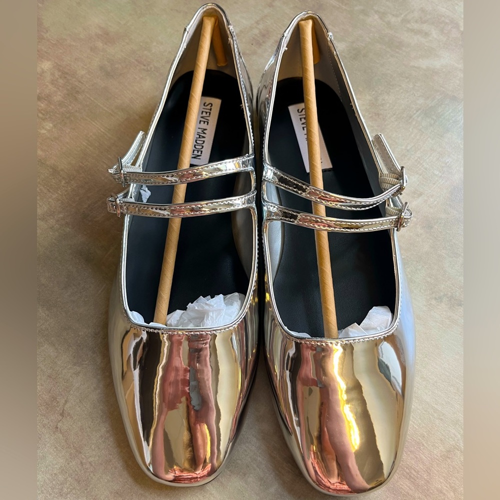 Steve Madden Alisah Silver Foil Mary Jane
